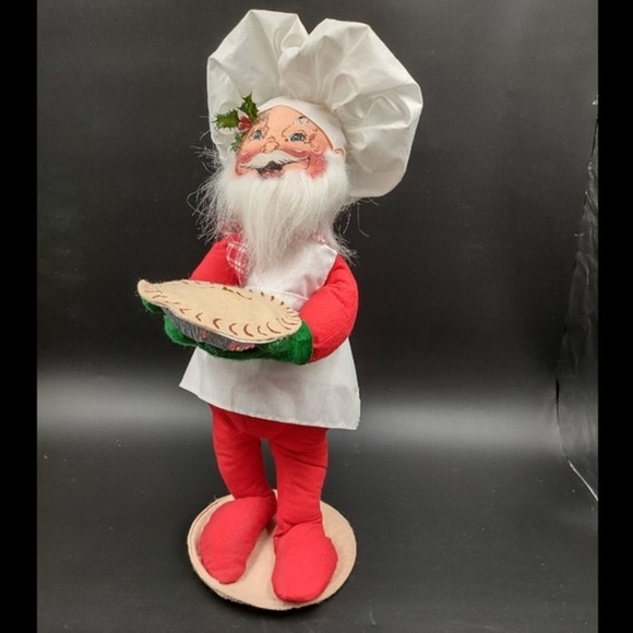 21" Vintage Annalee Santa Holding Pie Baker Chef 1993 Christmas Holiday Decor - Picture 1 of 9